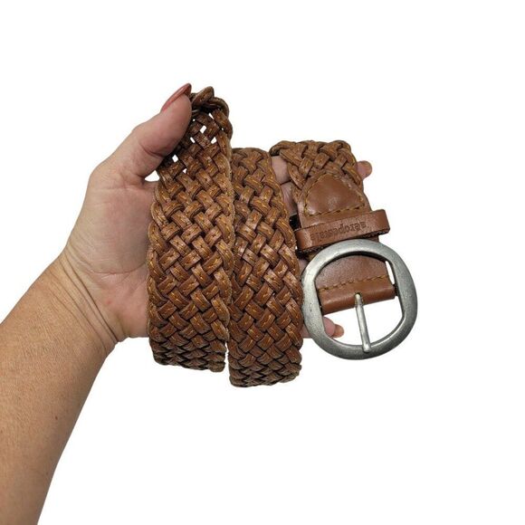 Vtg Aeropostale Braided Weaved Cognac Brown Leather Belt‎ Sz  L Western Cowgirl main image 8